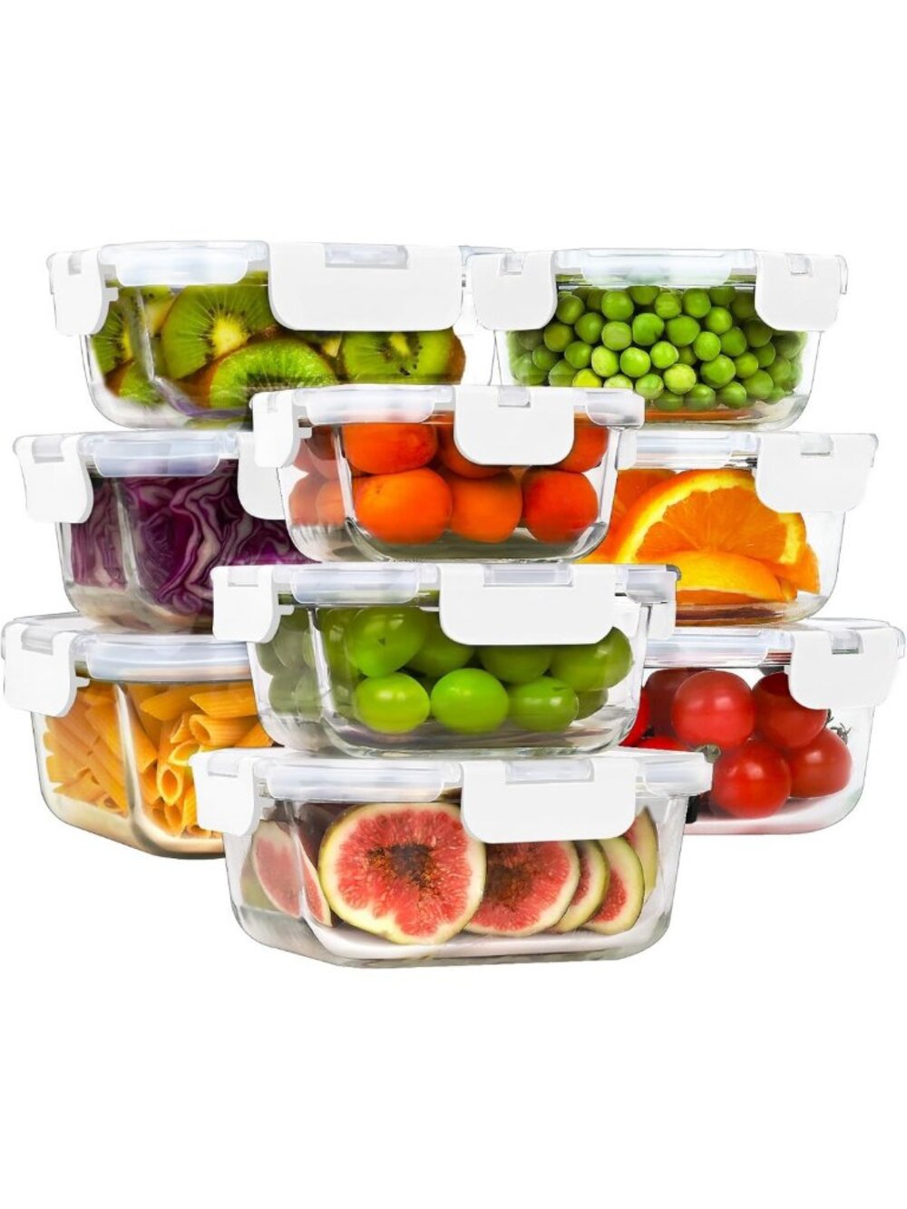 18-Piece Glass Meal Prep Containers with Snap Lock Lids - Airtight Food Storage